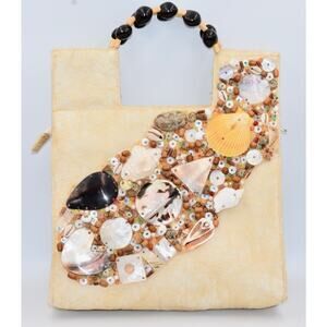 Mido Collection Vintage Shell Beaded Mother of Pearl Handbag Tote Purse NWOT